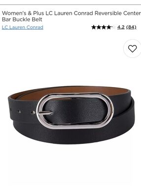 LC Lauren Conrad Black/Tan Reversible Silver Tone Oval Buckle Belt XL Faux Lthr